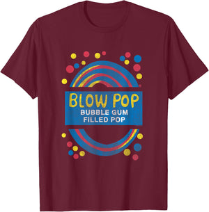 Charms Blow Pop Retro Wrapper Logo Sucker Candy T-Shirt - T-Shirt | Maroon