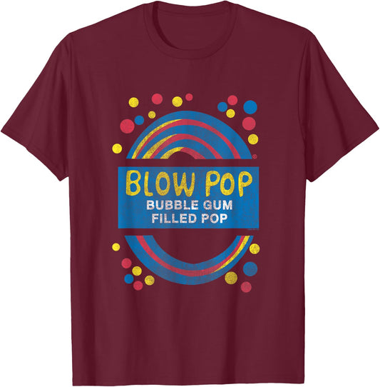 Charms Blow Pop Retro Wrapper Logo Sucker Candy T-Shirt - T-Shirt | Maroon