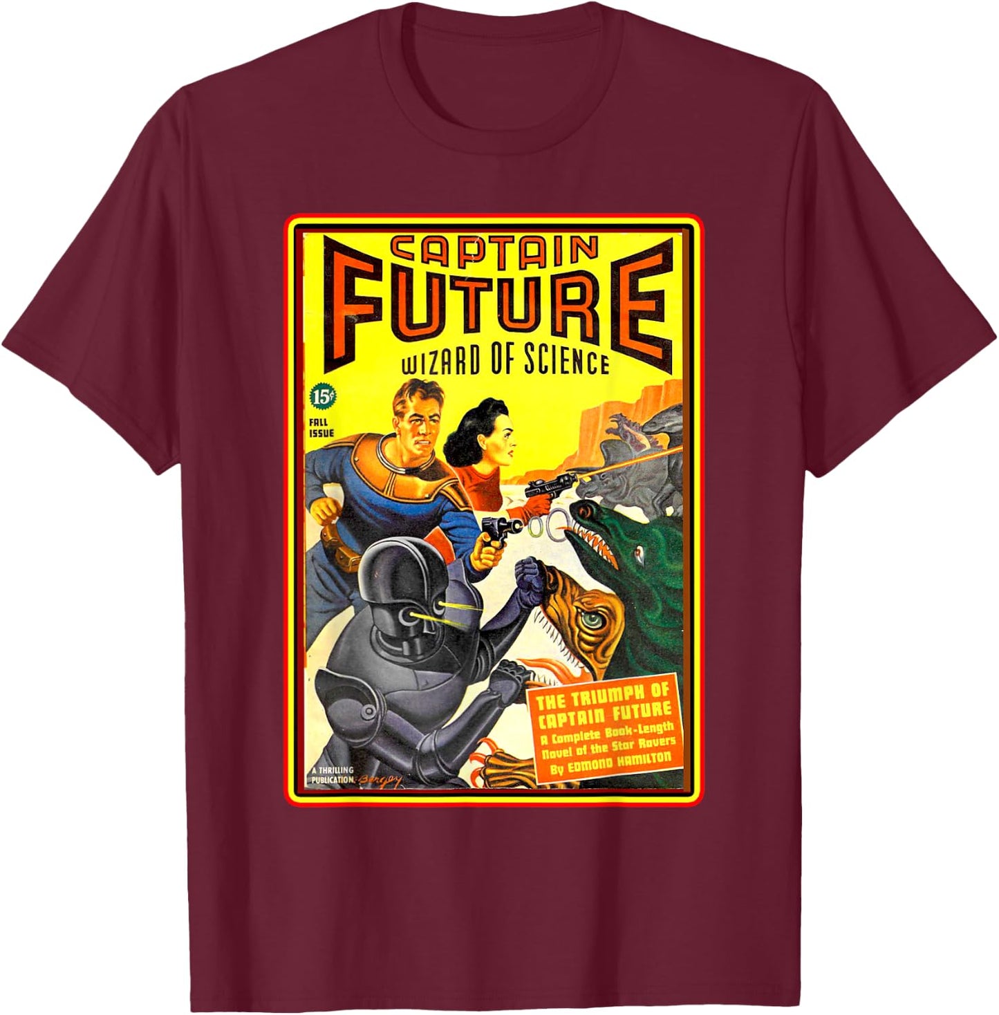 Retro Vintage Captain Future Comic Magazine T-Shirt - T-Shirt | Maroon