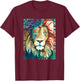 Lion Colorful Face Bible Verse Watercolor by Cheryl Casey T-Shirt - T-Shirt | Maroon