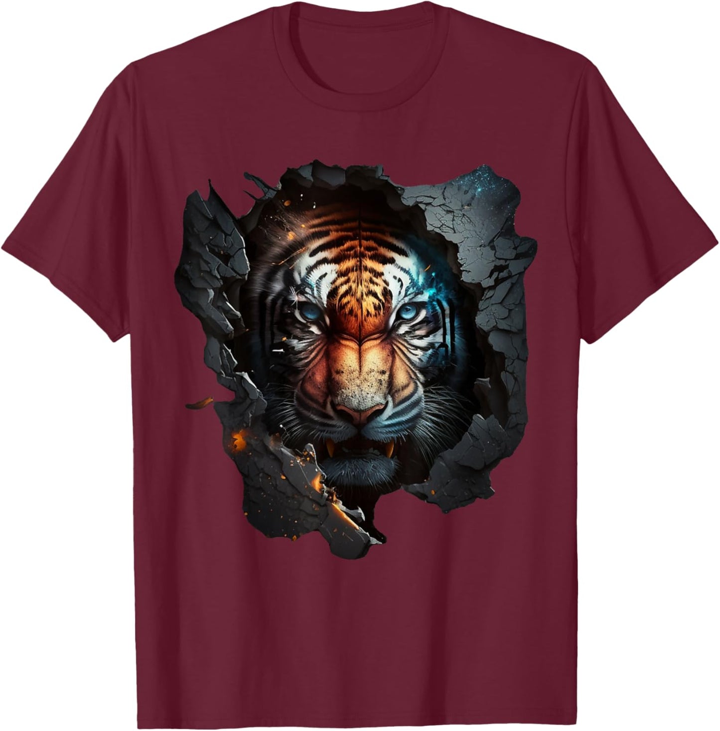 Tiger animals art animal motif zoo print tiger T-Shirt - T-Shirt | Maroon