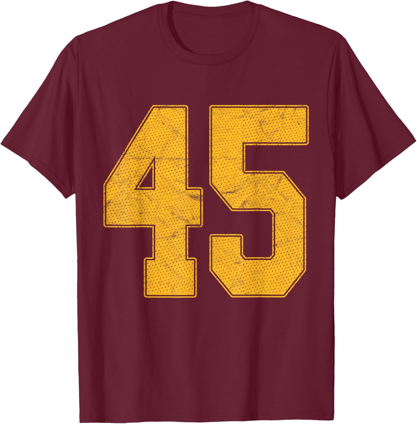 Number 45 Numbered Uniform Sports Team Jersey 45th Birthday T-Shirt - T-Shirt | Maroon