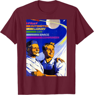 Fully Automated Luxury Gay Space Communism Photographic T-Shirt - T-Shirt | Maroon