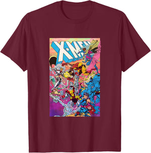 Marvel X-Men Internal Team Conflict All Out Fight Cover T-Shirt - T-Shirt | Maroon