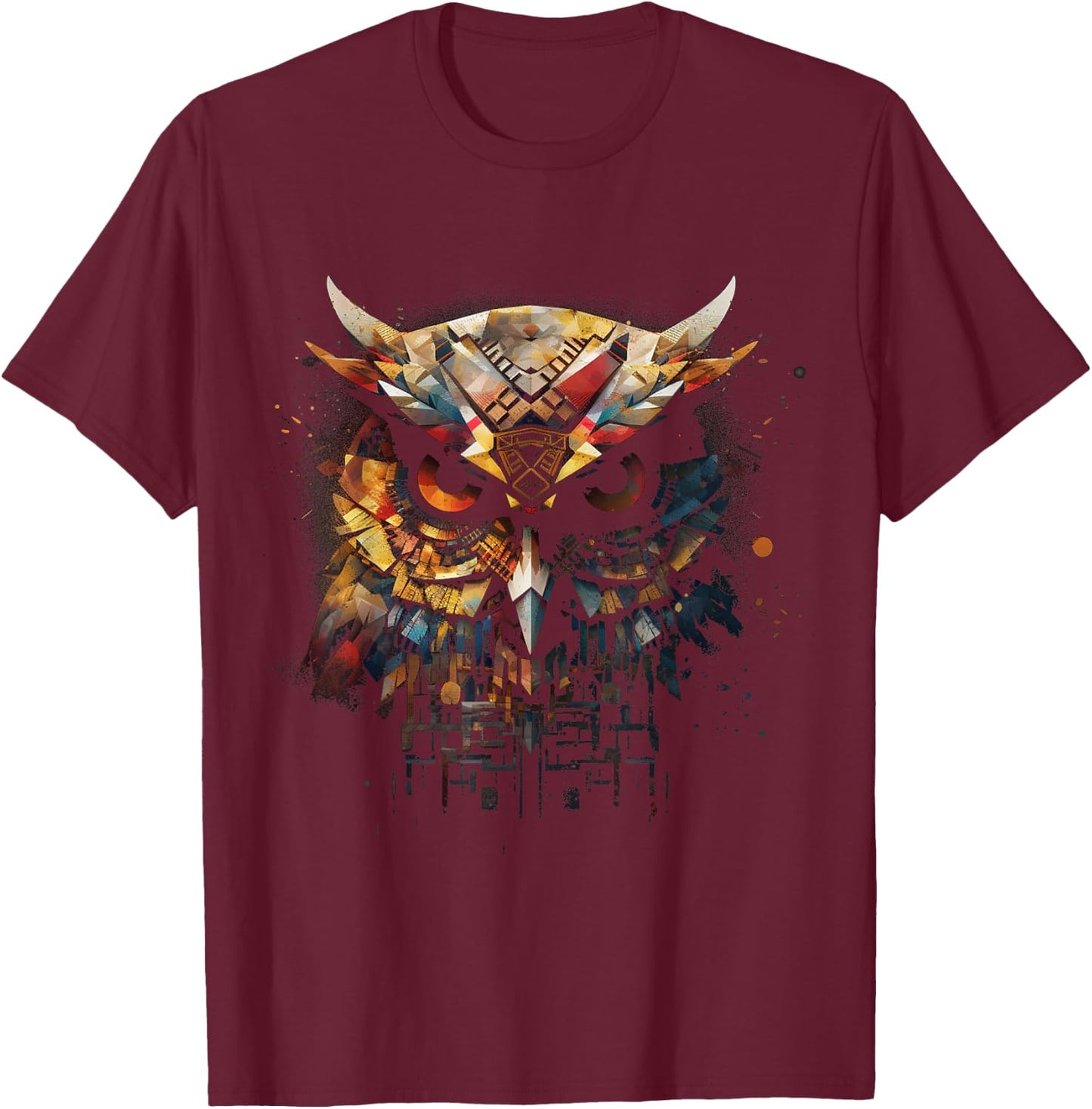 Owl artwork animal lovers - bird art animal owl T-Shirt - T-Shirt | Maroon