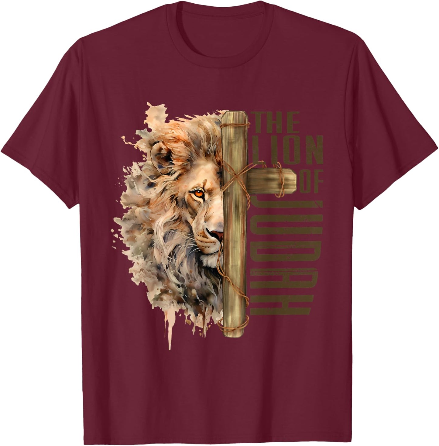 The Lion Of Judah Jesus Revelation Inspirational Christian T-Shirt - T-Shirt | Maroon