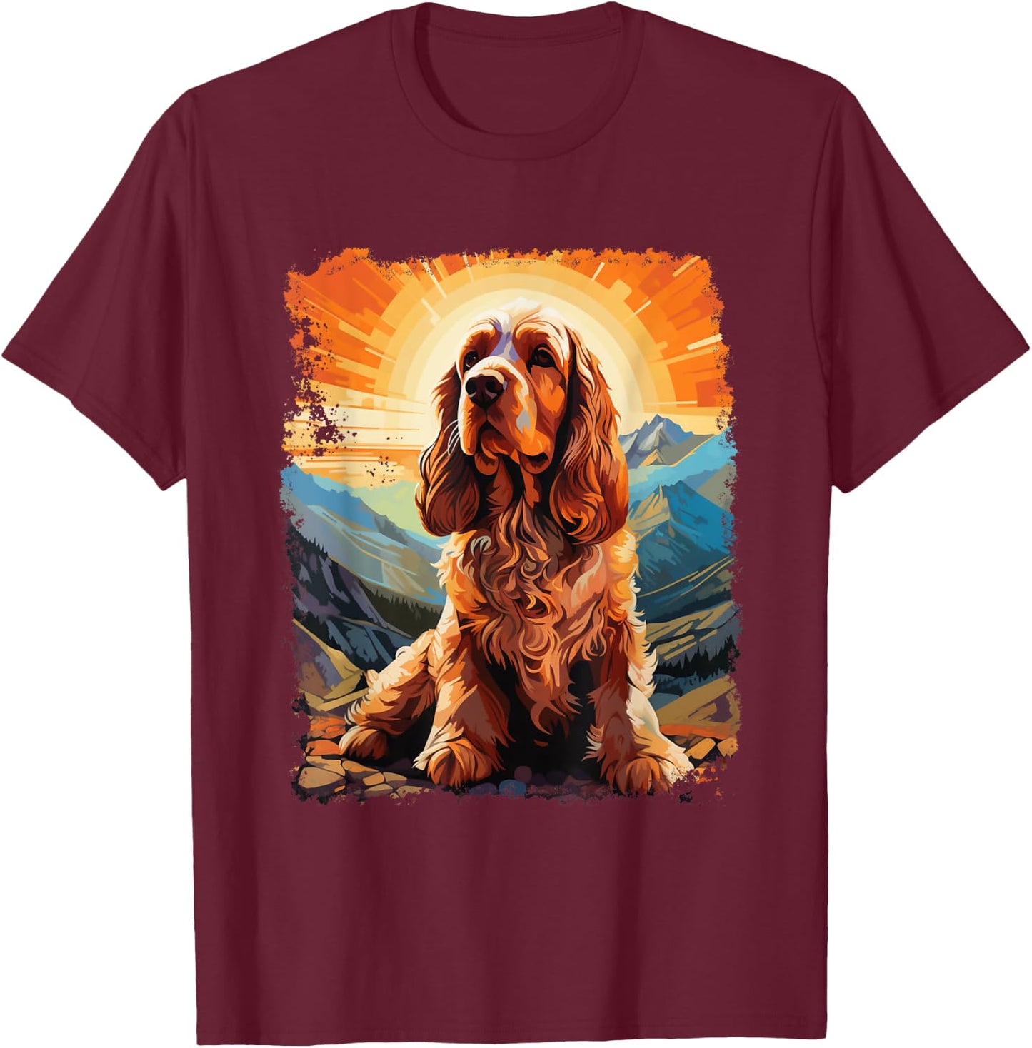 Dog Cocker Spaniel Men Women Kids T-Shirt - T-Shirt | Maroon