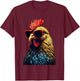 Funny Farm Cicken Animals gift Retro Vintage Chicken Cool Rooster Wearing Sunglasses -Kids T-Shirt - T-Shirt | Maroon