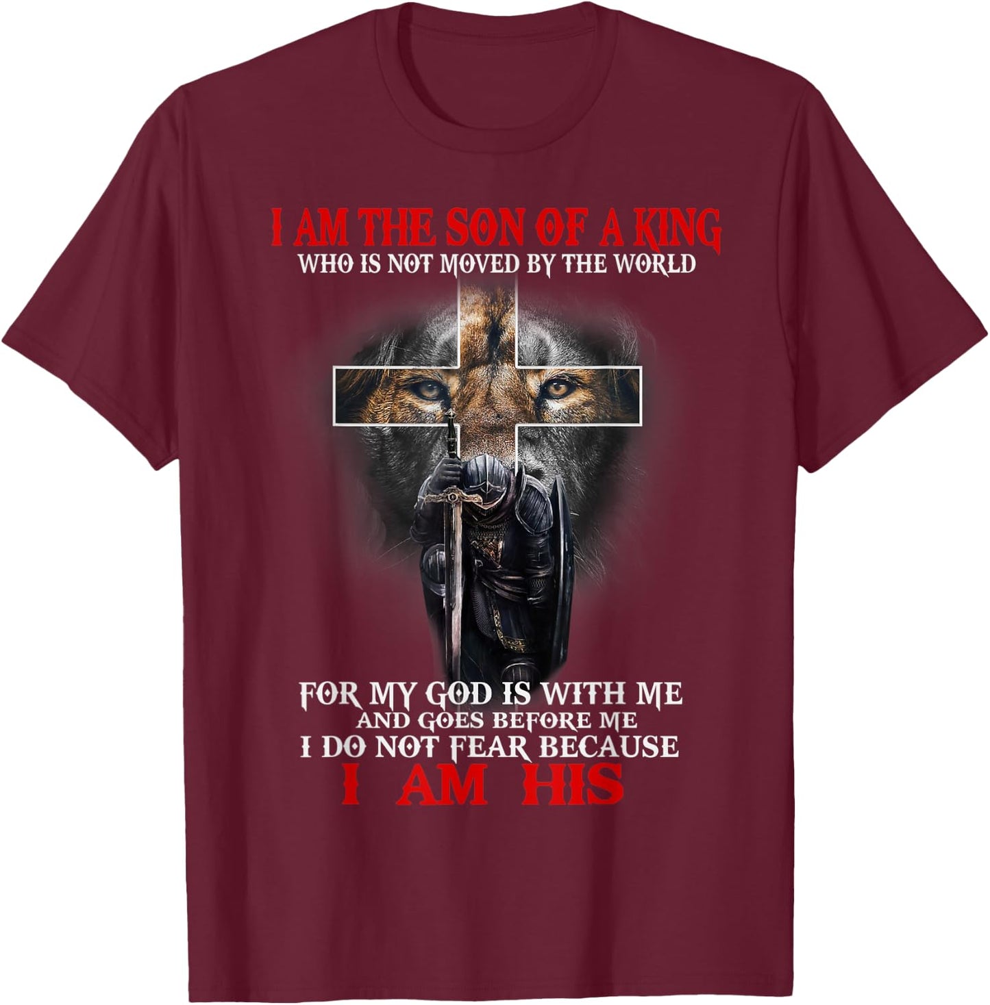 I Am The Son Of A King, Lion of Judah, Christian Religious T-Shirt - T-Shirt | Maroon