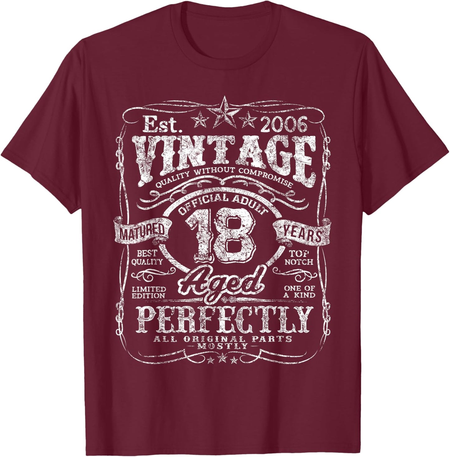 Vintage 2006 Limited Edition 18 Year Old Gifts 18th Birthday T-Shirt - T-Shirt | Maroon