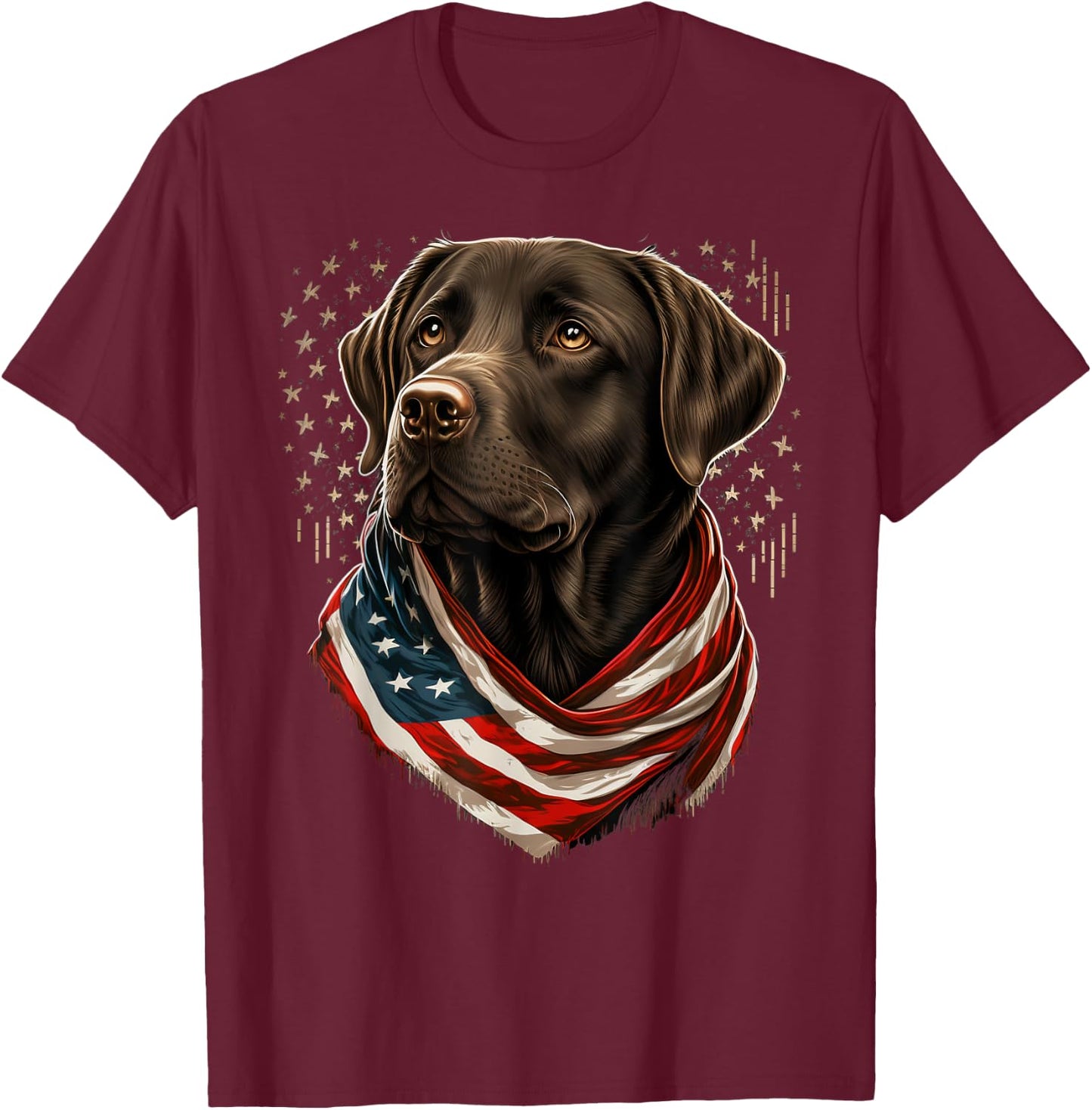 USA 4th Of July brown Patriotic American Labrador Retriever T-Shirt - T-Shirt | Maroon