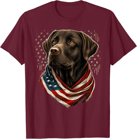 USA 4th Of July brown Patriotic American Labrador Retriever T-Shirt - T-Shirt | Maroon