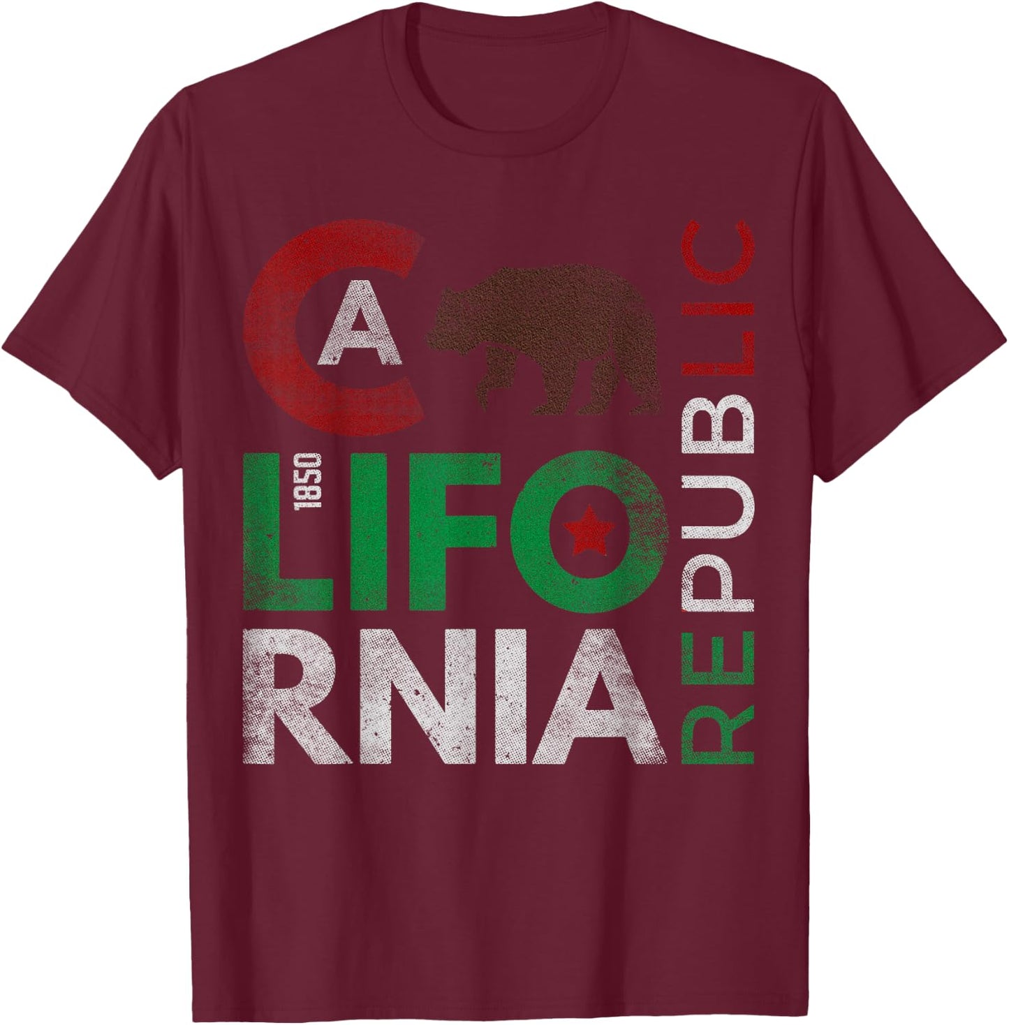 California State CA Cali California Republic The West Coast T-Shirt - T-Shirt | Maroon