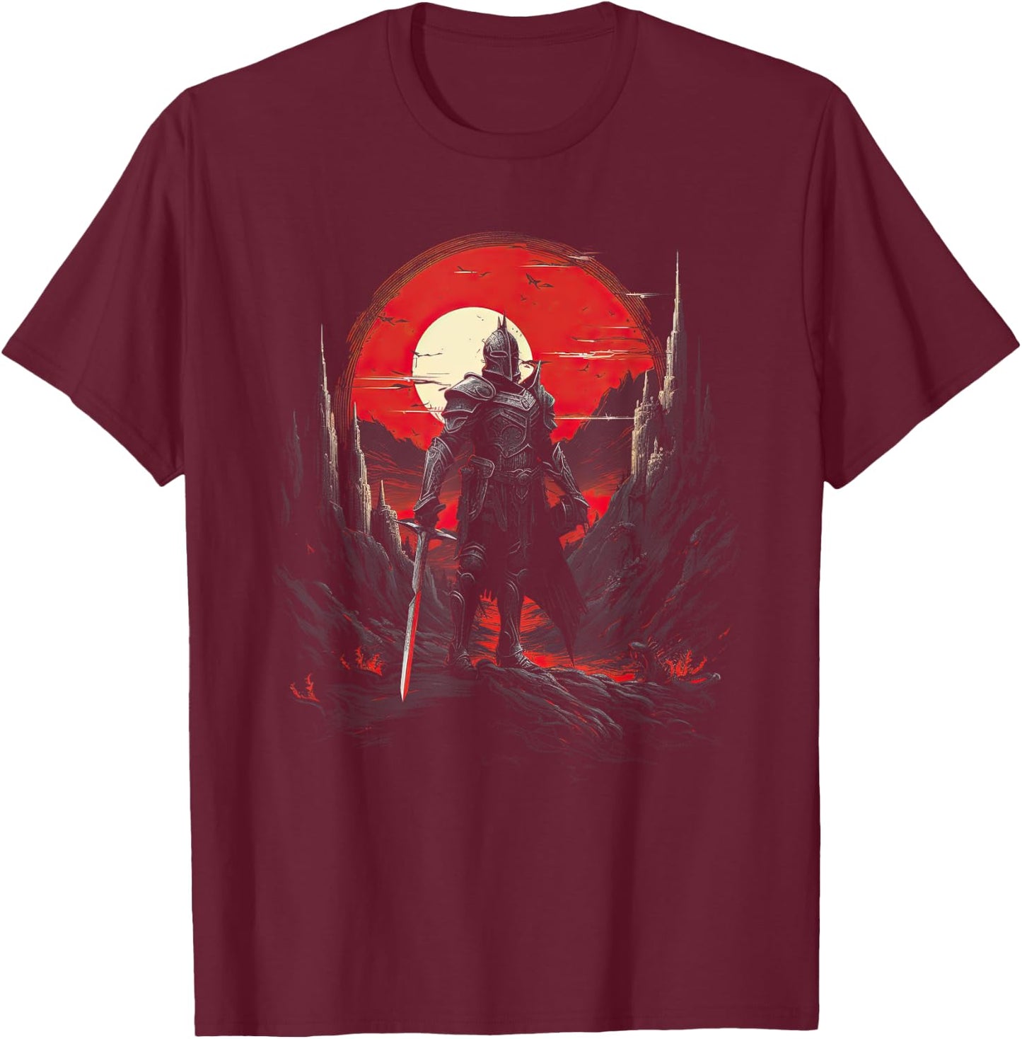 Knight Sword Chivalry Horse Fantasy T-Shirt - T-Shirt | Maroon