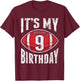 9 Years Old American Football 9th Birthday Boy Retro Style T-Shirt - T-Shirt | Maroon