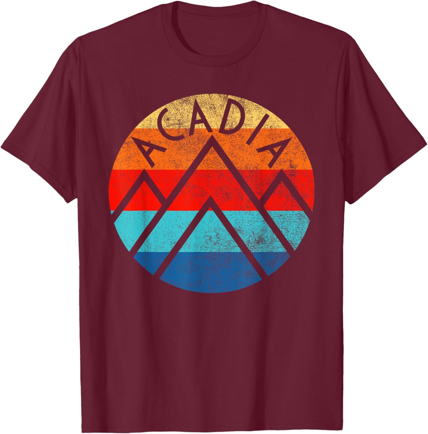 Acadia Maine Nature Hiking Mountains Outdoors Vintage T-Shirt - T-Shirt | Maroon