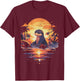Cute Sunset Otter Tropical Beach Illustration Animal T-Shirt - T-Shirt | Maroon