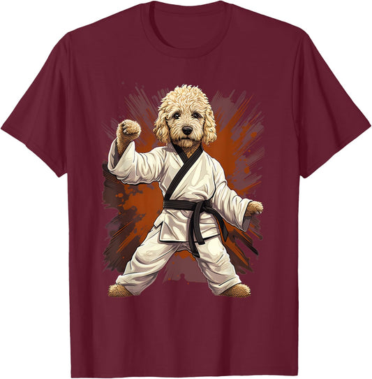 MMA Goldendoodle Dog Karate Women Girls Kids T-Shirt - T-Shirt | Maroon