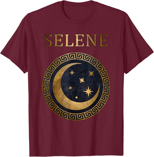 Selene Greek Goddess of Moon Symbol T-Shirt - T-Shirt | Maroon