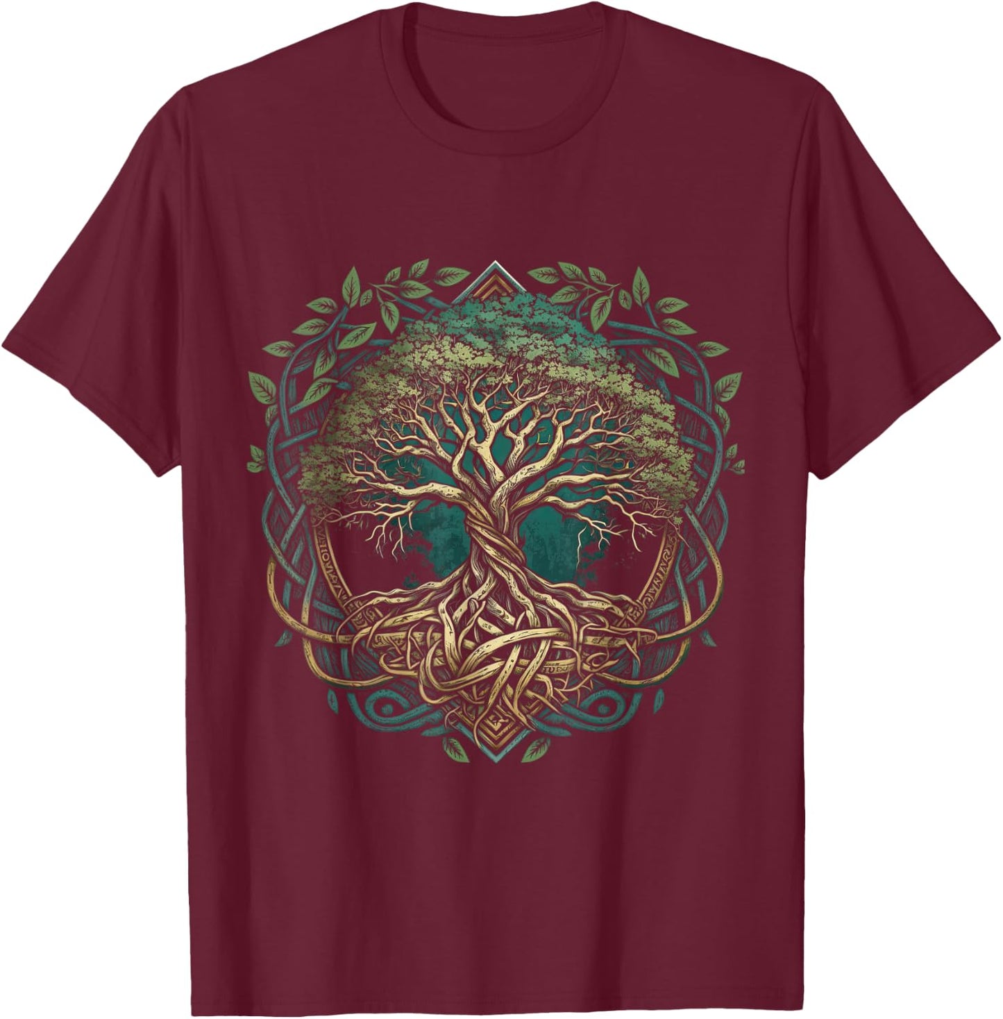 Tree of Life Viking Midgard Thor Walhalla T-Shirt - T-Shirt | Maroon