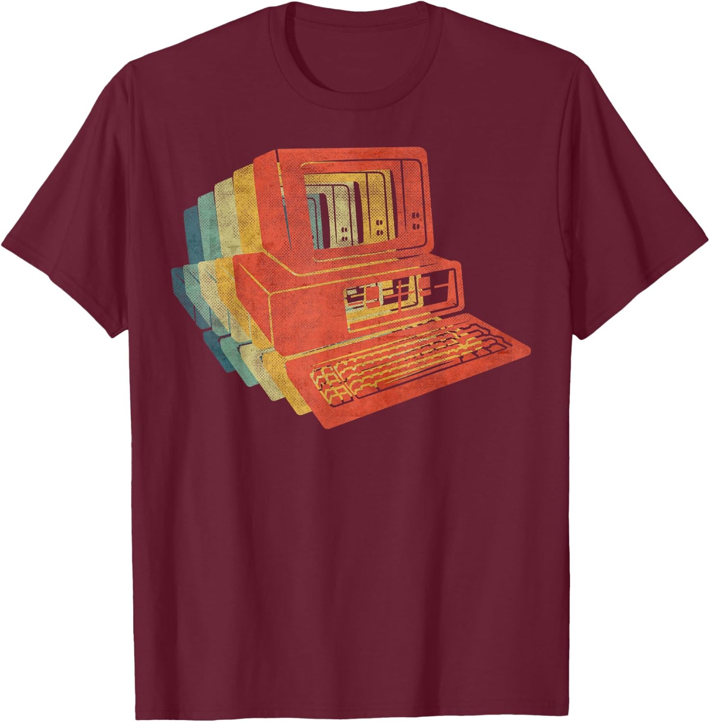 Computer Retro T-Shirt - T-Shirt | Maroon
