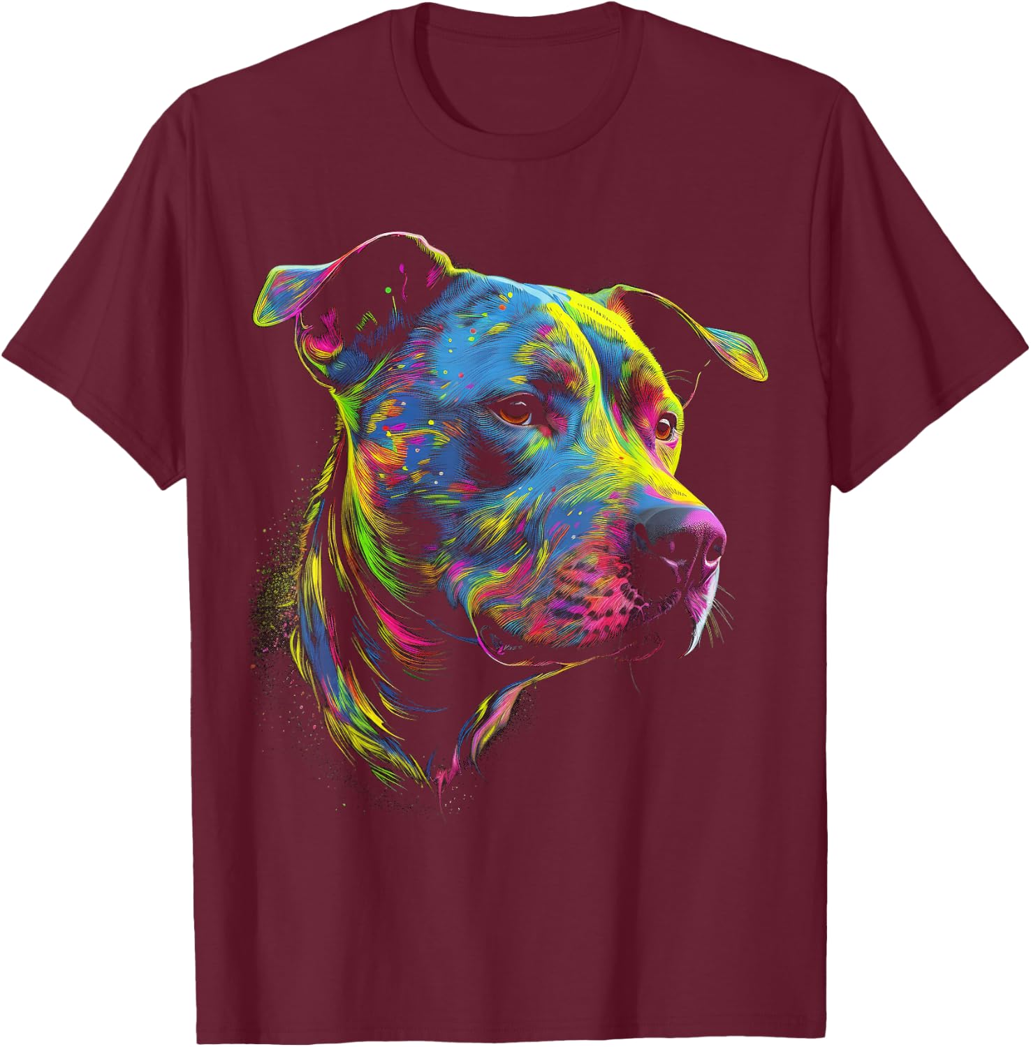 Pit Bull Mom Dog Lover Colorful Artistic Pitbull Owner Women T-Shirt - T-Shirt | Maroon