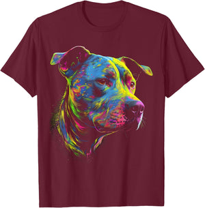 Pit Bull Mom Dog Lover Colorful Artistic Pitbull Owner Women T-Shirt - T-Shirt | Maroon