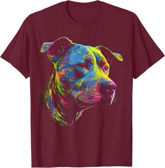 Pit Bull Mom Dog Lover Colorful Artistic Pitbull Owner Women T-Shirt - T-Shirt | Maroon