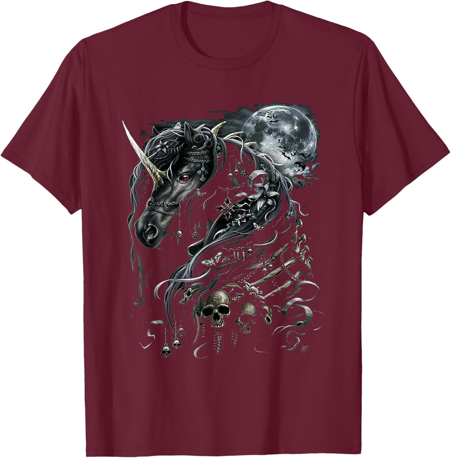 Gothic Unicorn T-Shirt - T-Shirt | Maroon