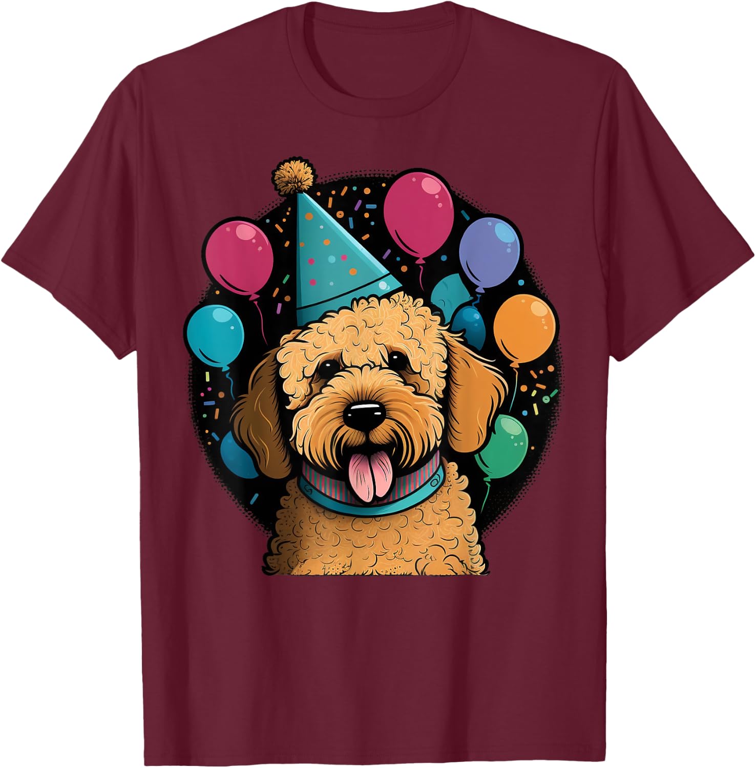 Celebration Goldendoodle Birthday Party Golden Doodle T-Shirt - T-Shirt | Maroon