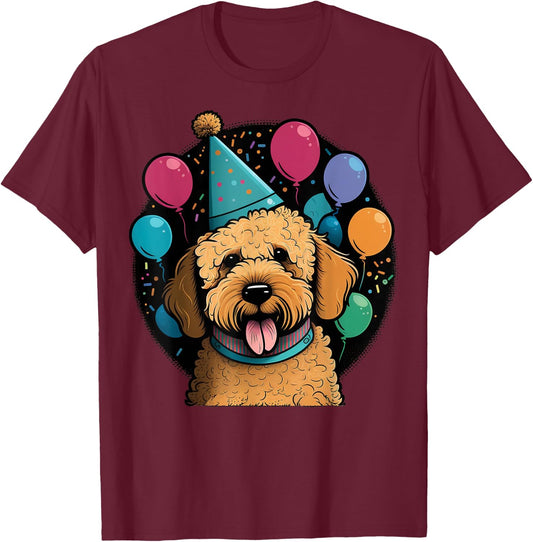 Celebration Goldendoodle Birthday Party Golden Doodle T-Shirt - T-Shirt | Maroon