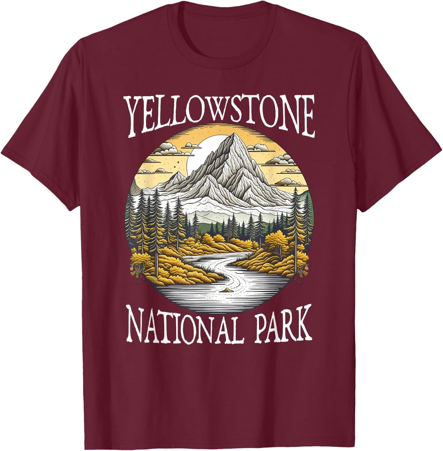 Yellowstone National Park T-Shirt - T-Shirt | Maroon