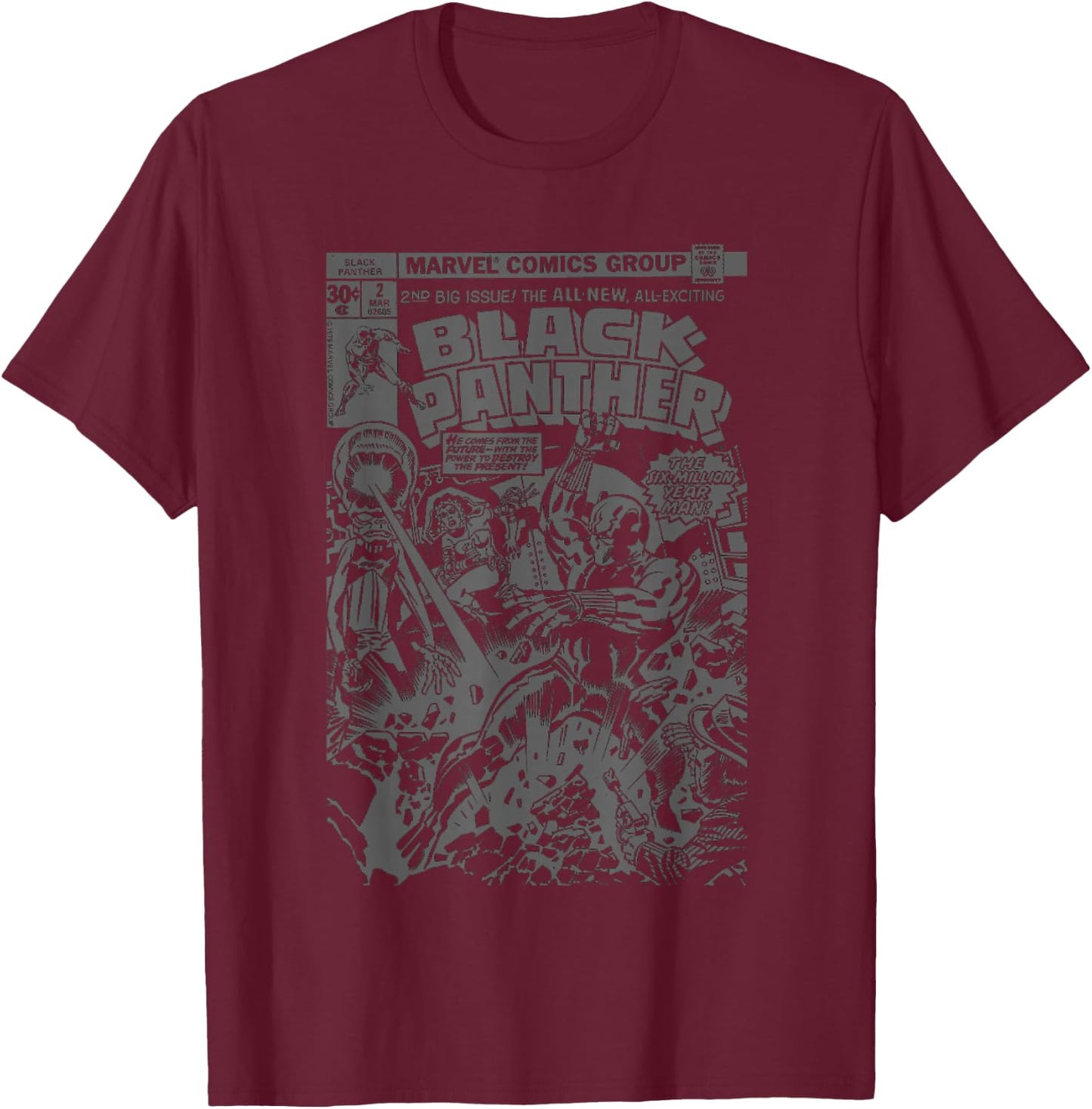 Marvel Comics Retro Black Panther Vintage Black Comic Cover T-Shirt - T-Shirt | Maroon