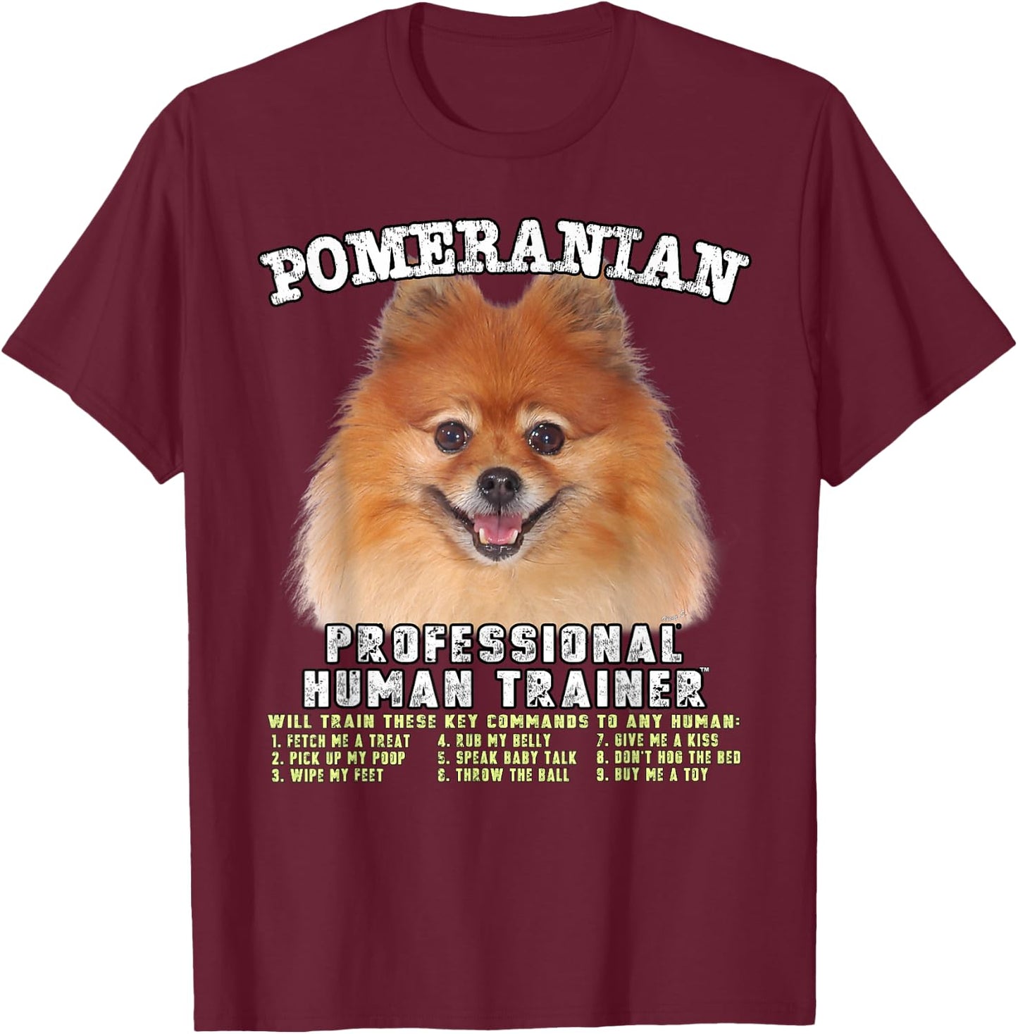 Kitana Pomeranian Dog Themed , -Adults, Kids, Black, Small, Short Sleeve T-Shirt - T-Shirt | Maroon