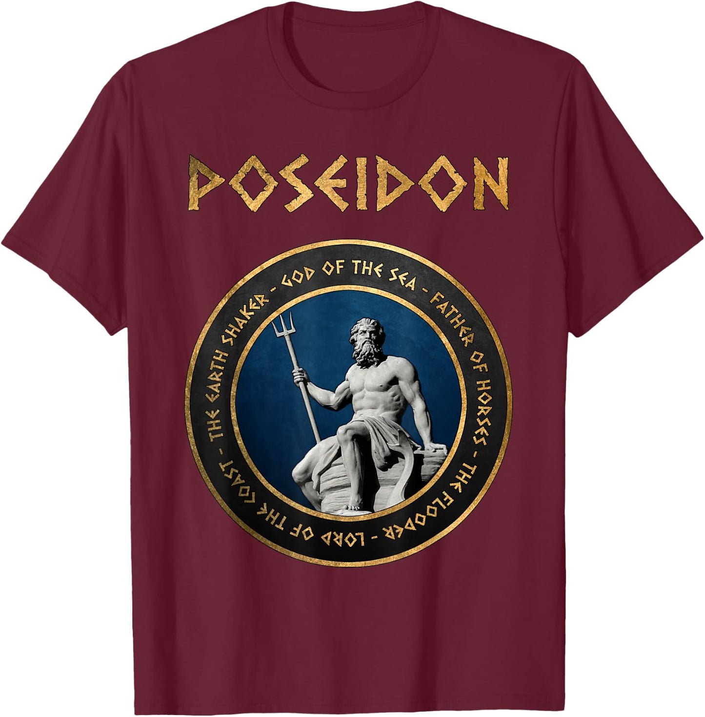 Poseidon Ancient Greek God Greece Mythology Symbol T-Shirt - T-Shirt | Maroon