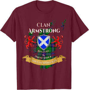 Armstrong Scottish Family Clan Middle Ages Mischief T-Shirt - T-Shirt | Maroon