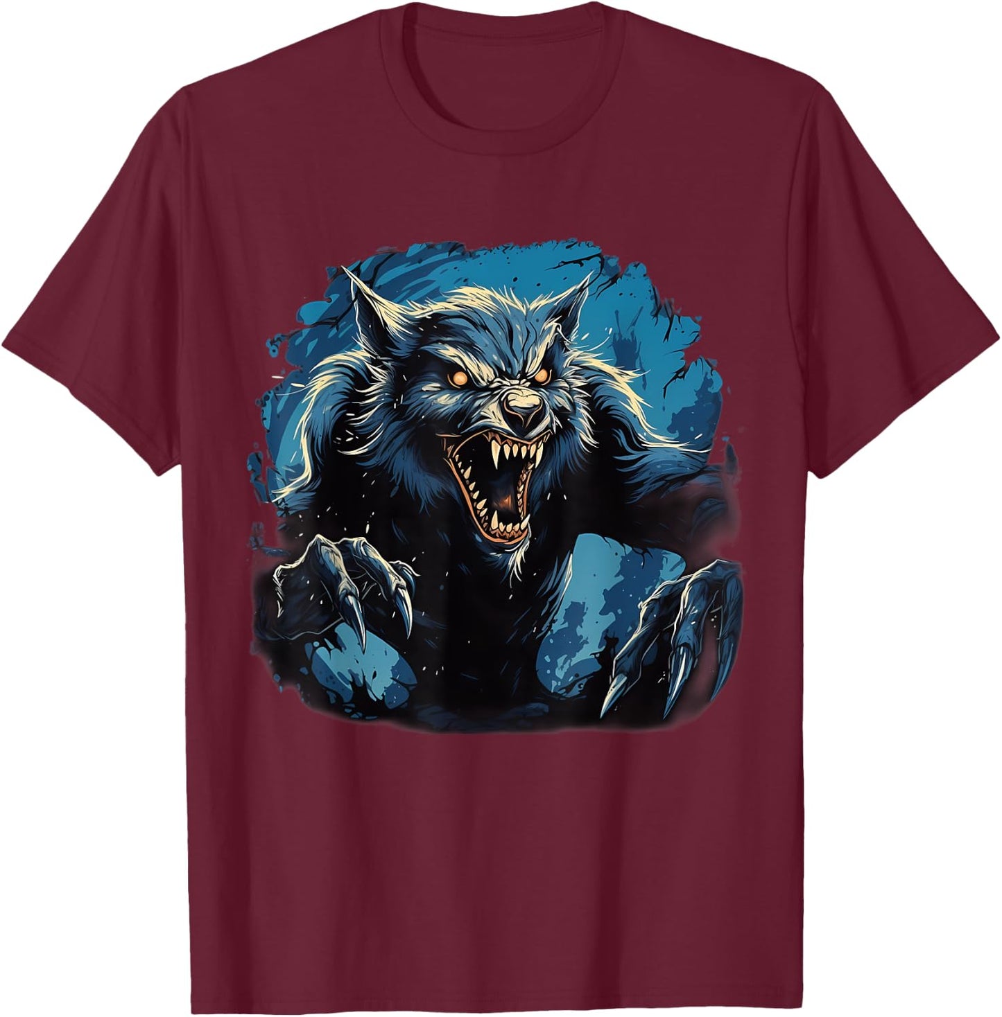 Retro Style Werewolf T-Shirt - T-Shirt | Maroon