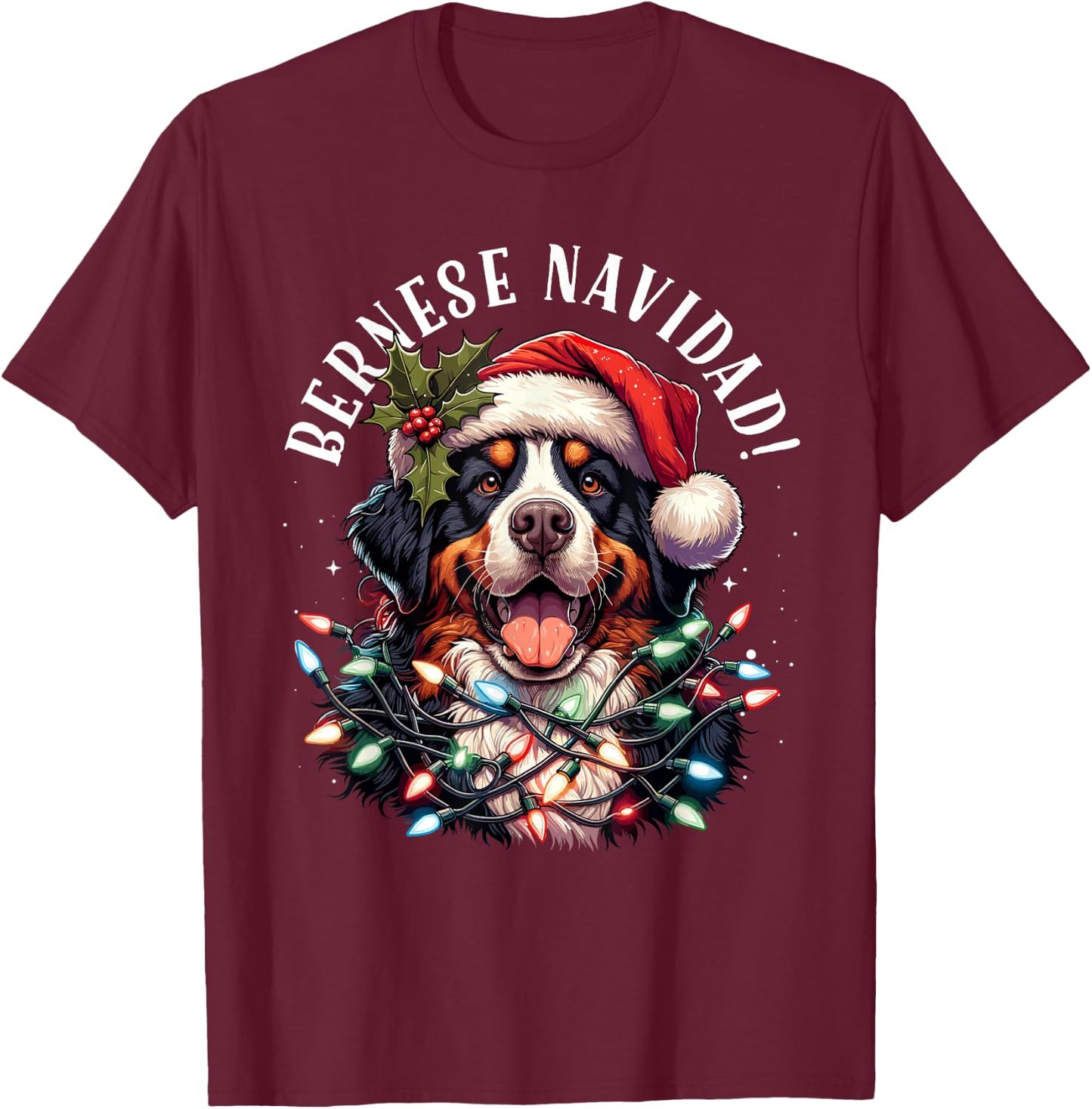 Bernese Mountain Dog Christmas Funny Bernese Navidad Berner T-Shirt - T-Shirt | Maroon