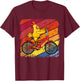 Vintage Retro Chicken Riding Bicycle Cyclist Farm Animal T-Shirt - T-Shirt | Maroon
