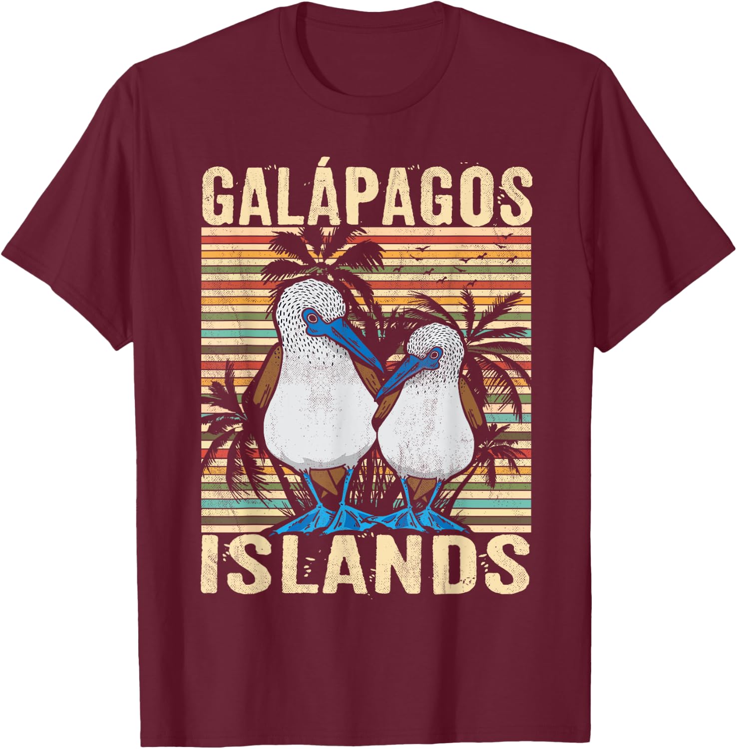 Galapagos Island Ecuador Blue Footed Booby Seabird T-Shirt - T-Shirt | Maroon