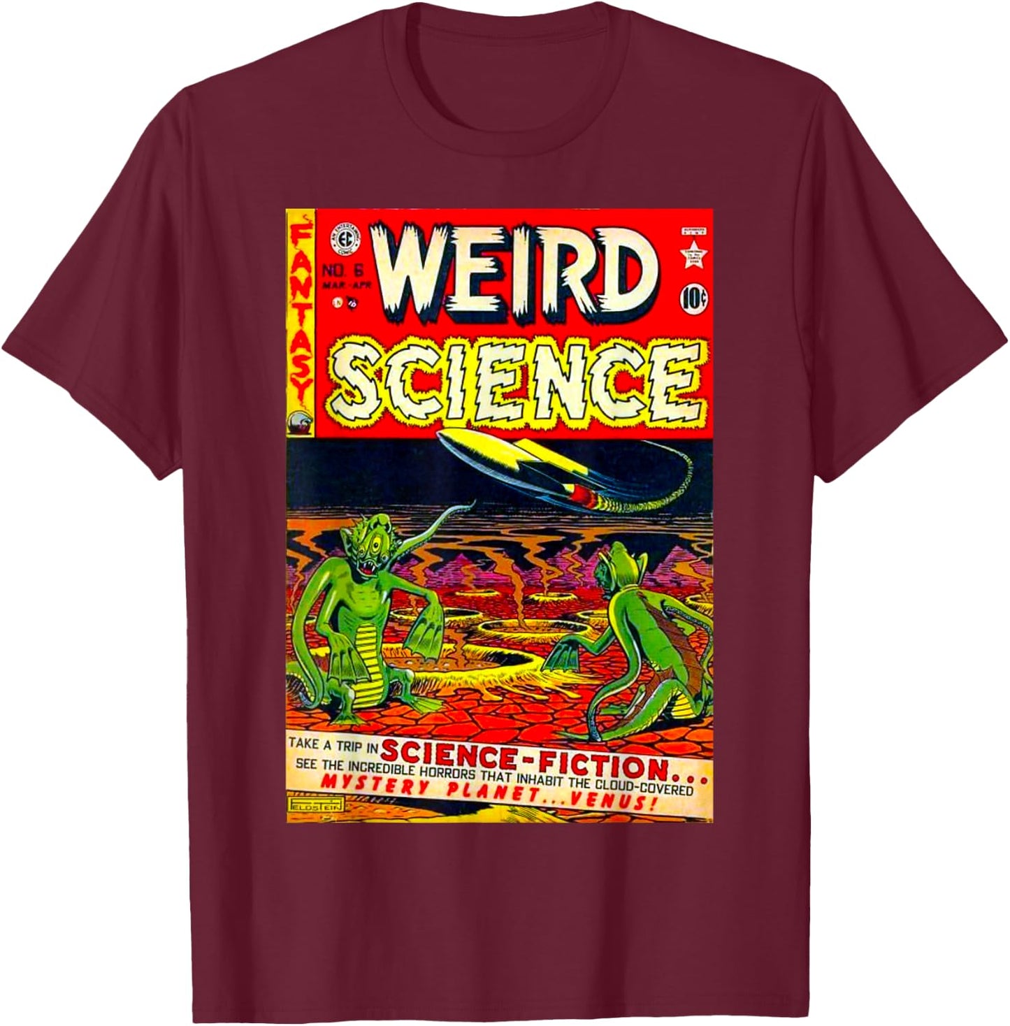 Funny Nerdy Weird Science Space Aliens Retro Comic Teacher Men Women Kids T-Shirt - T-Shirt | Maroon
