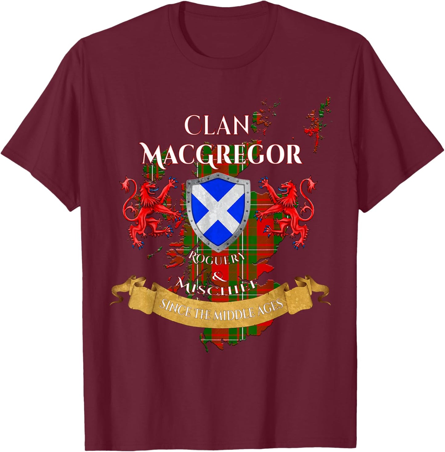 MacGregor Scottish Family Clan Middle Ages Mischief T-Shirt - T-Shirt | Maroon