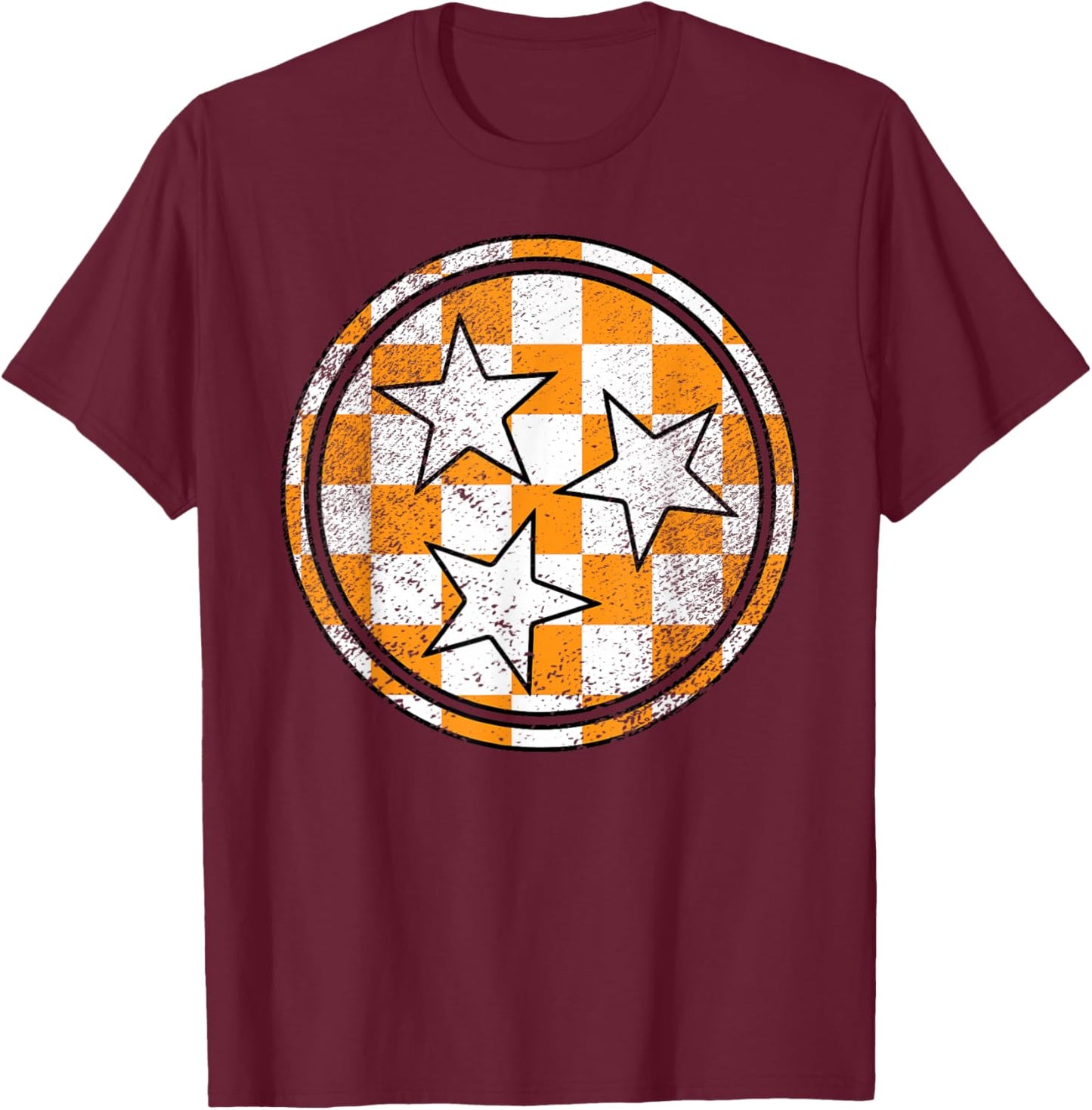 Volunteer State Orange and White Checkerboard Tennessee T-Shirt - T-Shirt | Maroon