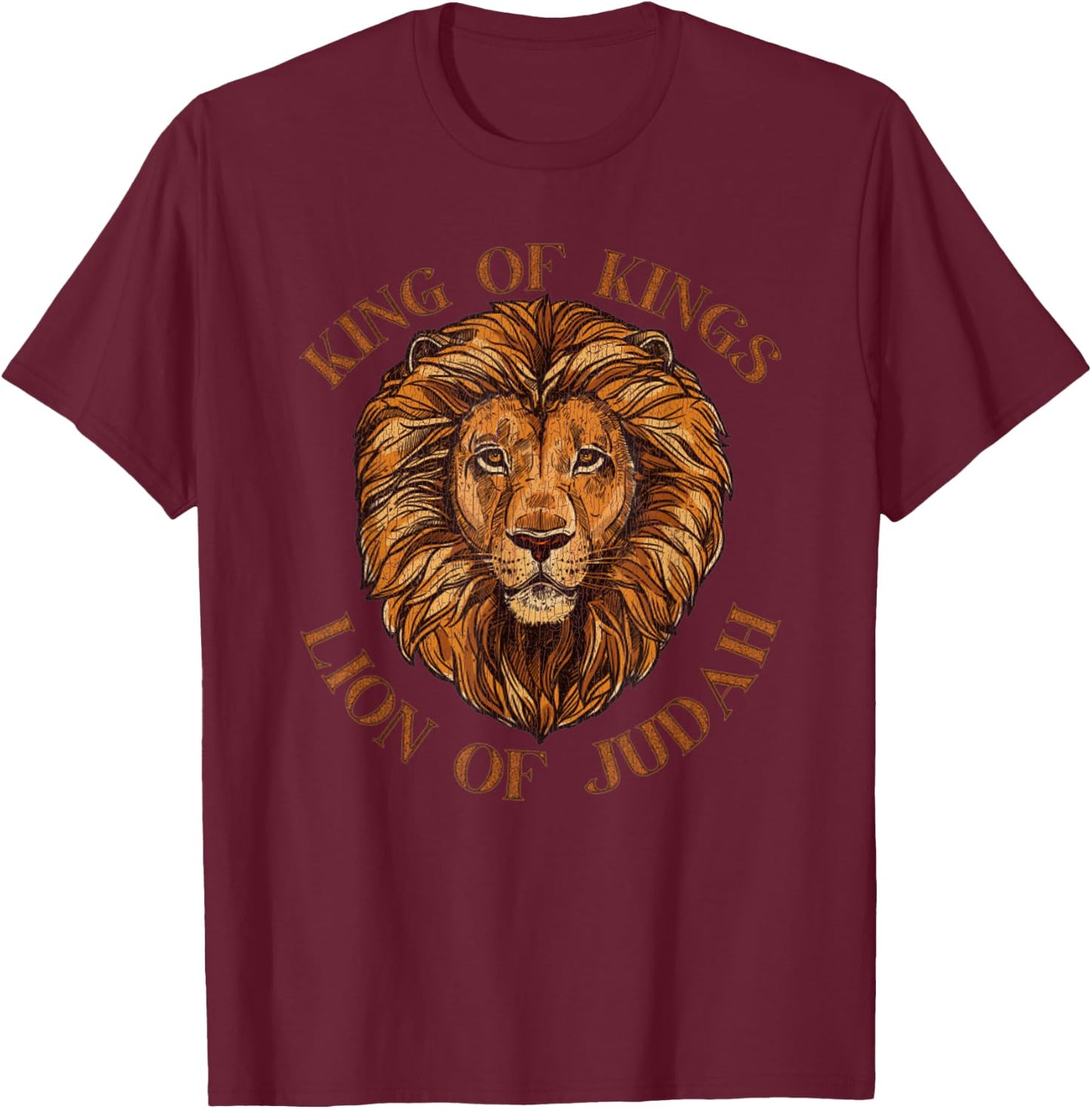 Vintage King Of Kings, Lion Of Judah Jesus Bible Judah T-Shirt - T-Shirt | Maroon