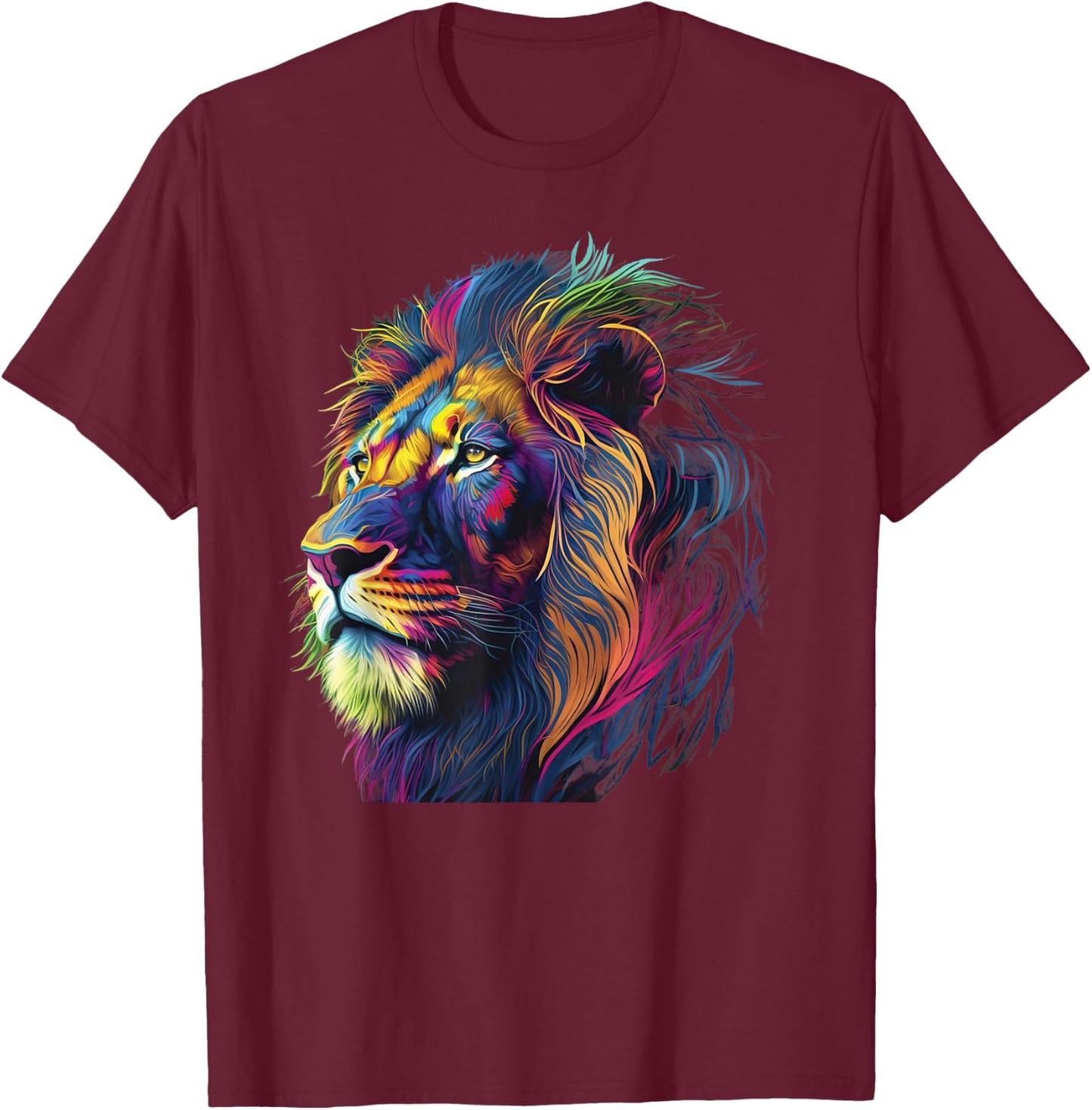 colorful lion head pop art for lover lions King of Animals T-Shirt - T-Shirt | Maroon