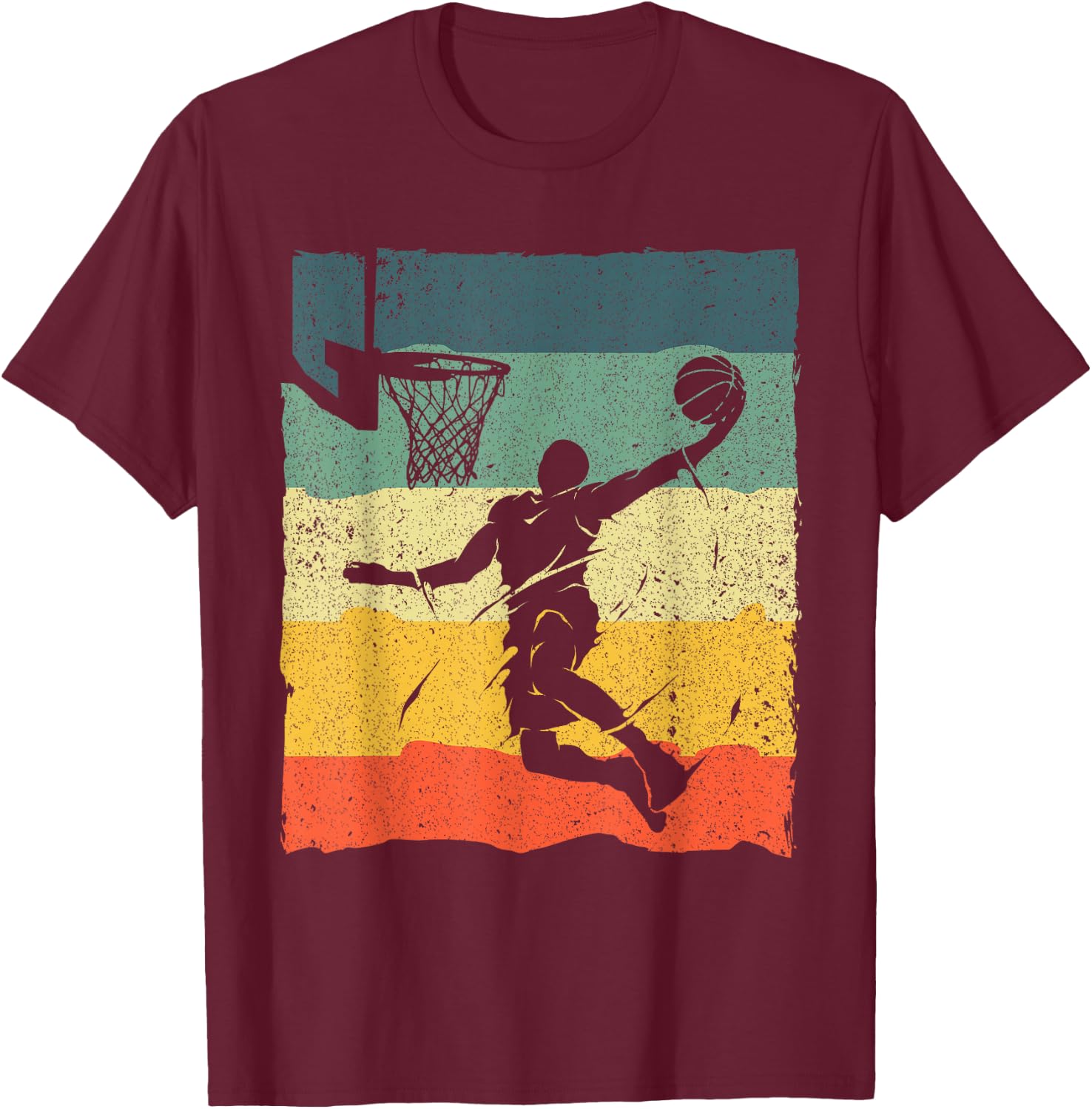 Cool Basketball Art Women Vintage Basketball Player Small T-Shirt - T-Shirt | Maroon