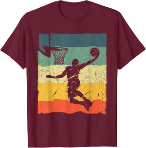 Cool Basketball Art Women Vintage Basketball Player Small T-Shirt - T-Shirt | Maroon