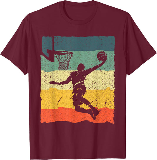 Cool Basketball Art Women Vintage Basketball Player Small T-Shirt - T-Shirt | Maroon