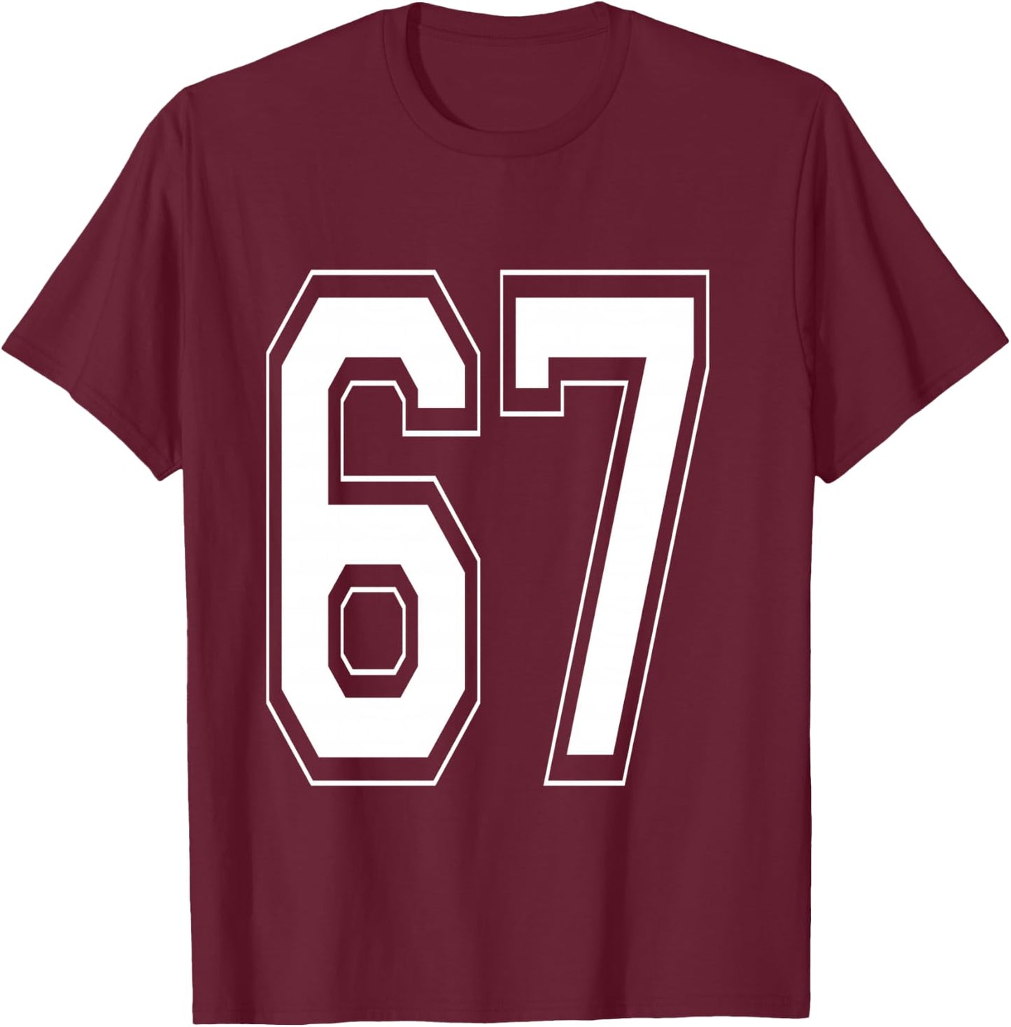Number 67 Baseball Football Soccer Numbered Jersey T-Shirt - T-Shirt | Maroon
