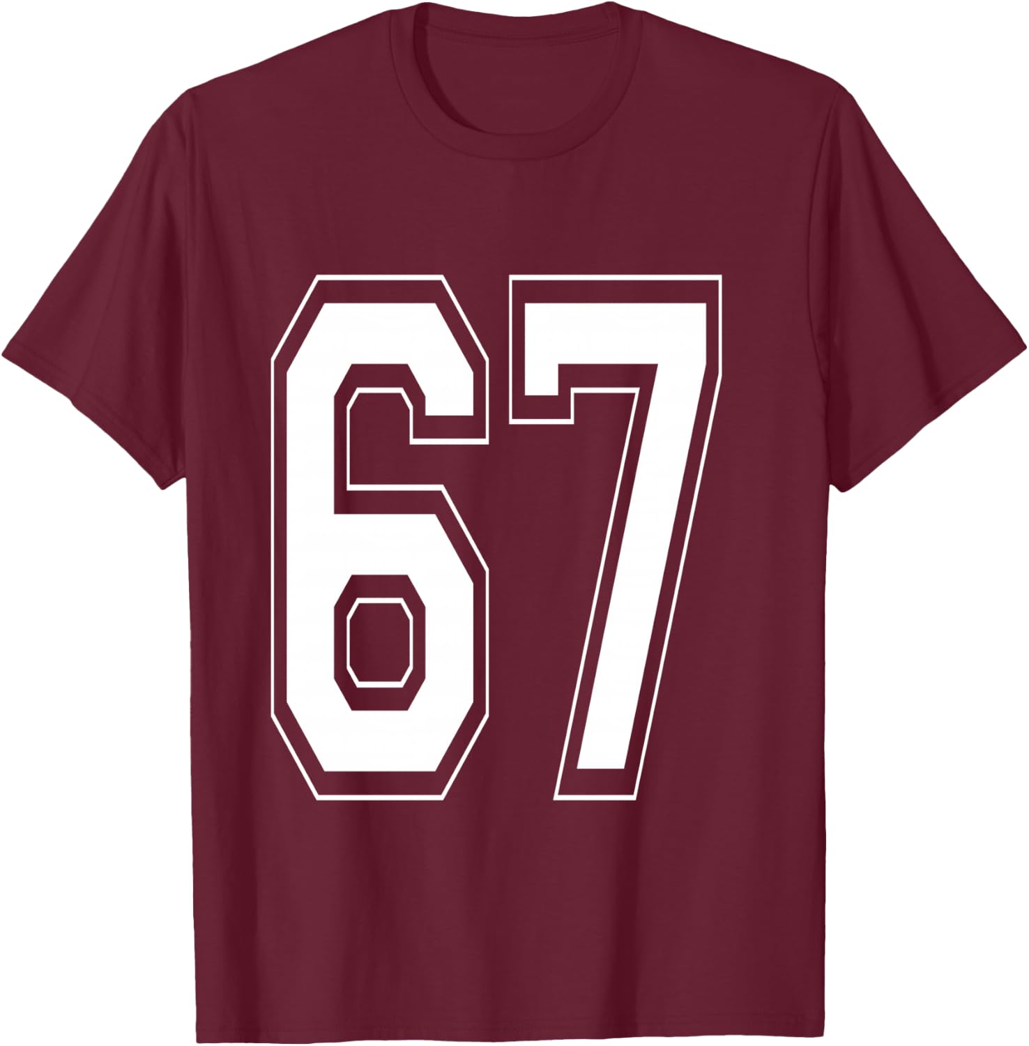 Number 67 Baseball Football Soccer Numbered Jersey T-Shirt - T-Shirt | Maroon
